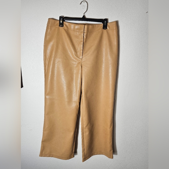 Bagatelle Faux Leather Straight or Wide Leg Pants Tan Size XL NWT - Picture 11 of 11